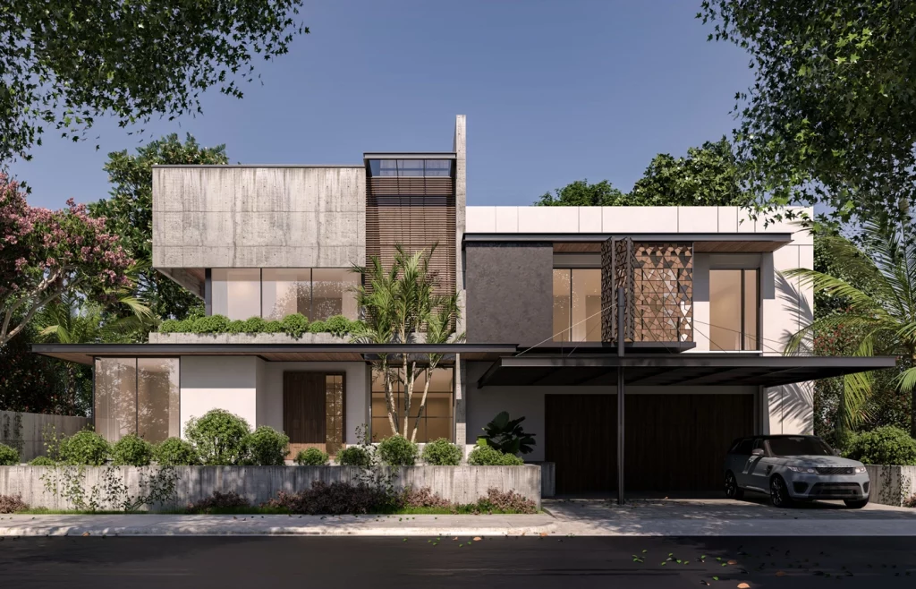 Rendering exterior rumah modern minimalis